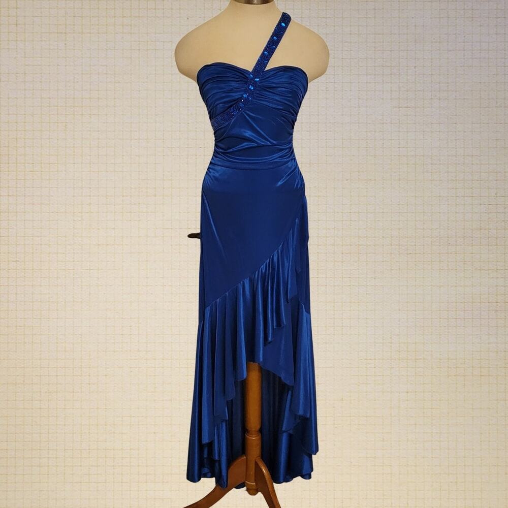 City Studio One Shoulder Asymmetrical Ball Gown Prom Cocktail Dress Womens Small